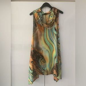 Colorful swing tunic top! Draped neckline!